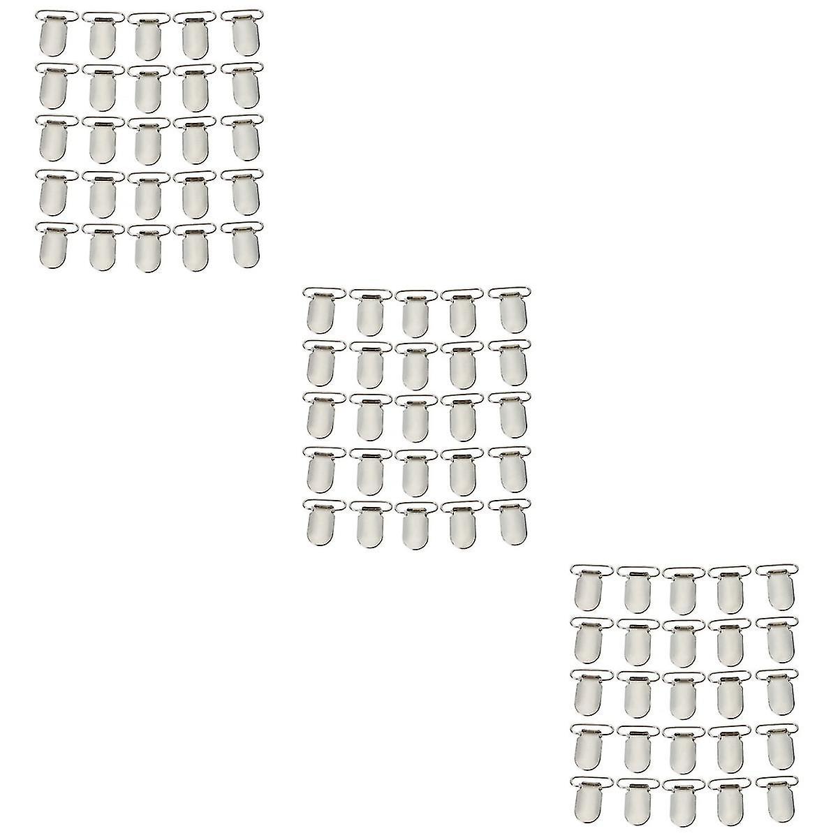 75 Pcs 1-inch Metal Pacifier Suspender Clips Holders (silver)