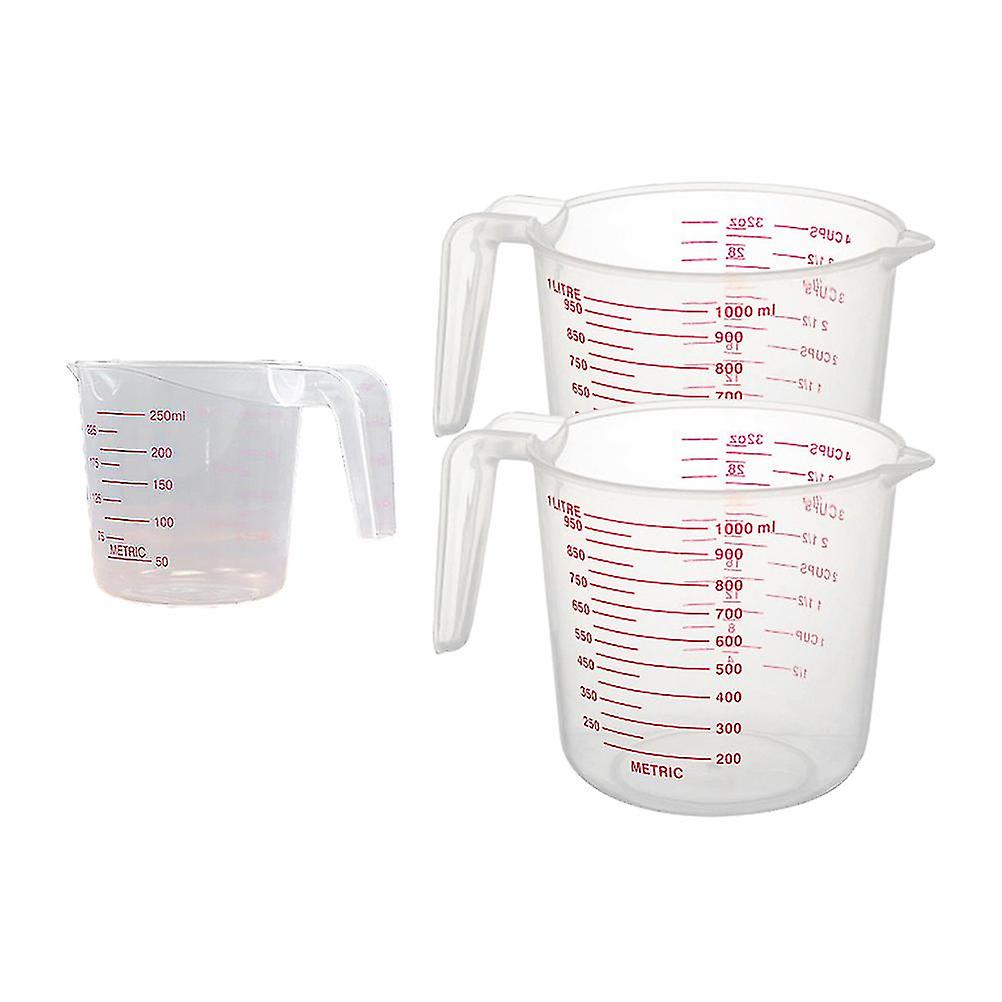 3 Pcs Vessel Tools Plastic Graduated Cups Measuring Jar Measuring Tool Baking