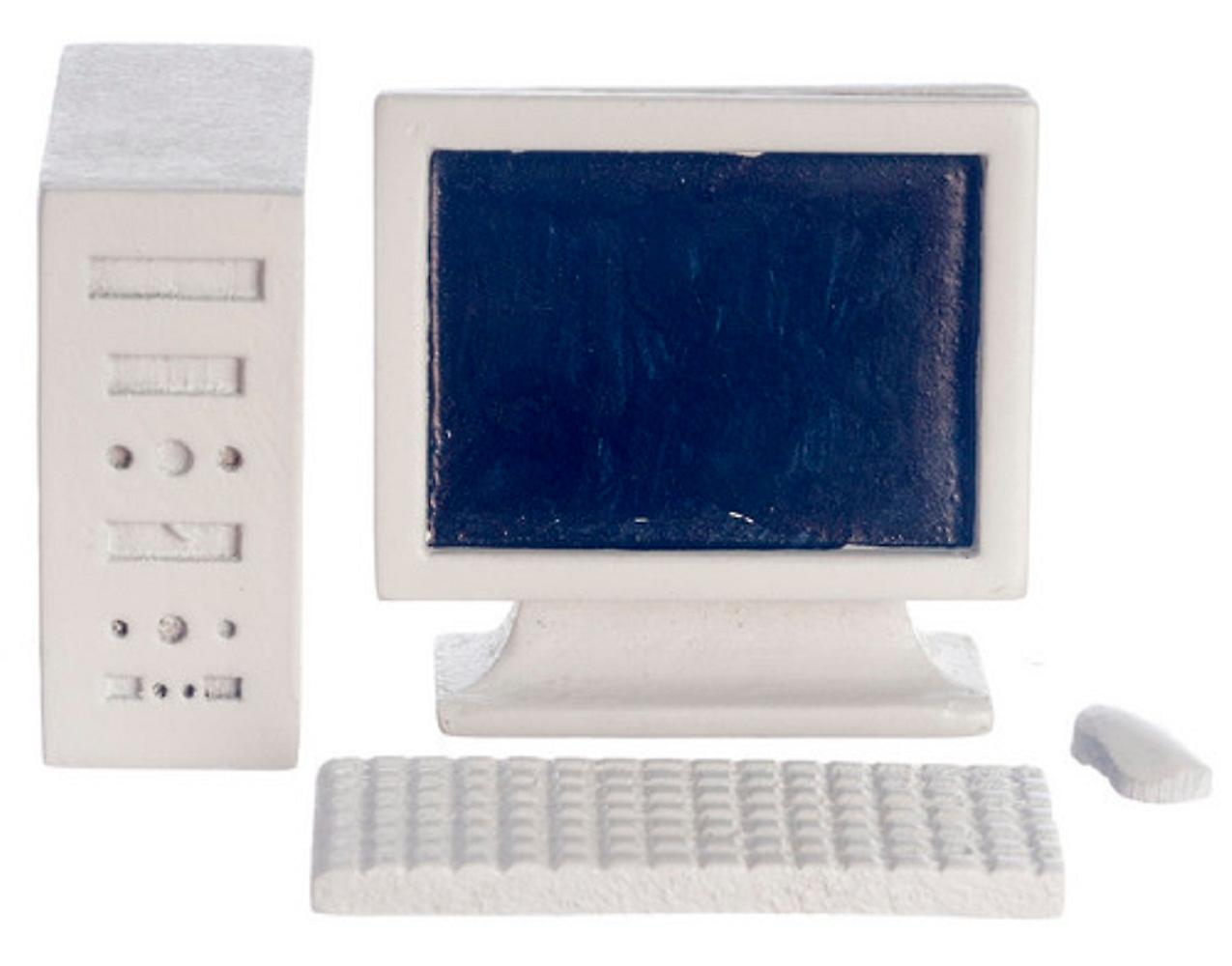 Dolls House White Modern Computer Pc Miniature 1:12 Office Study Accessory