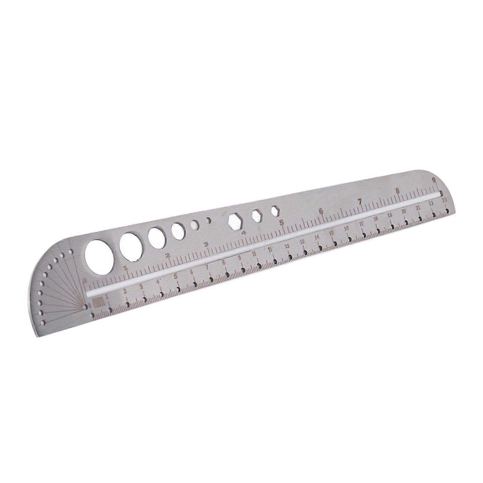 Multifunctional Stainless Steel Ruler, Special-Shaped Large Desktop Ruler with Scale, Leather Sewing Measuring Tool