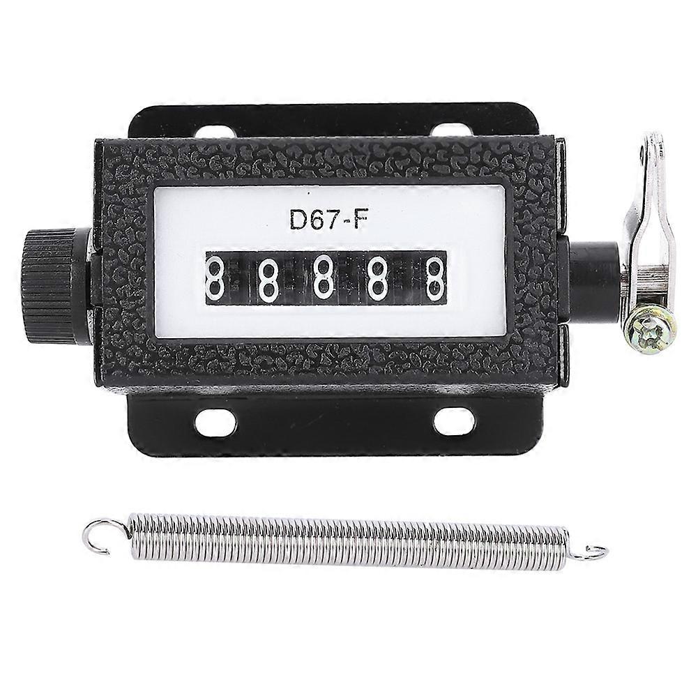 5-Digit Mechanical Counter 0-99999, Resettable Rotary Knob, Black, with Spring