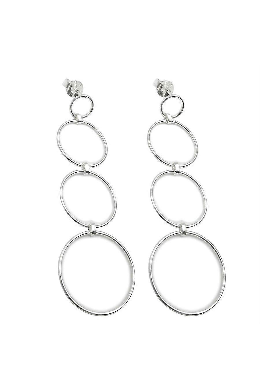 Stud Earring 4 Rings Moveable Silver 925 - Gl93943