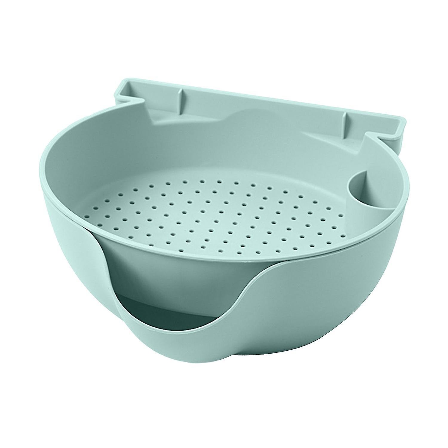 BoSaiD 1 Set Double-layer Fruit Strainer Basket Quick Drainage PP Food Preparation Sink Drain Basket