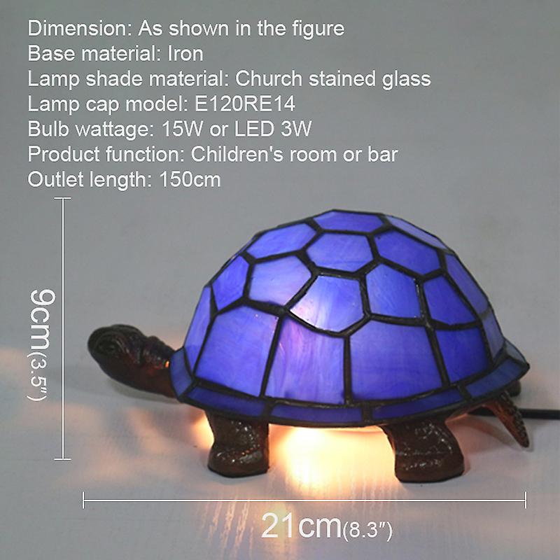 Redkid Lampe de table moderne Tiffany Led Vitraux Creative Mode Tortue Décor Bureau Lumière Pour la