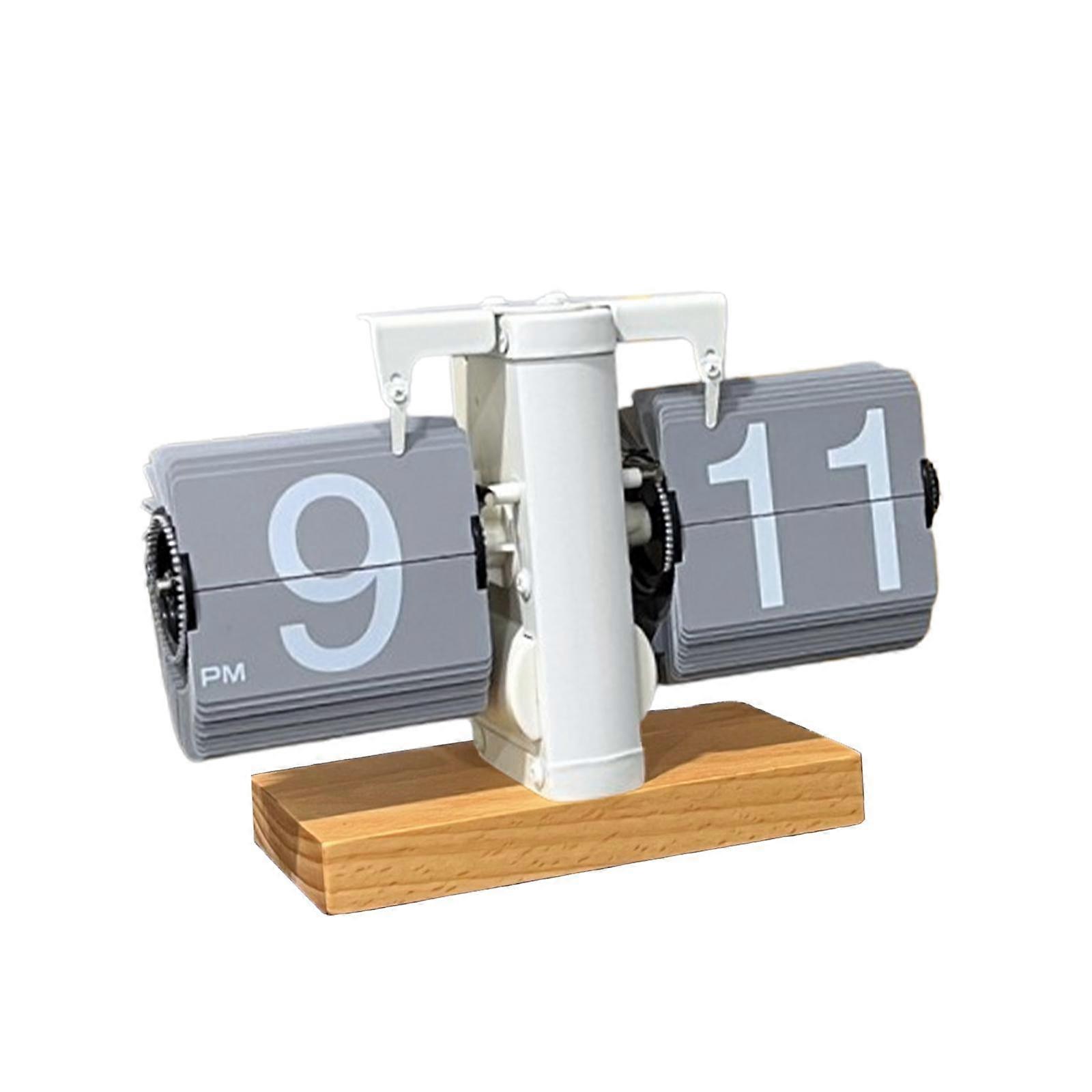 Flip Desk Clock Digital Retro Mechanical Flip Clock for Hotel Office Bedroom Gray