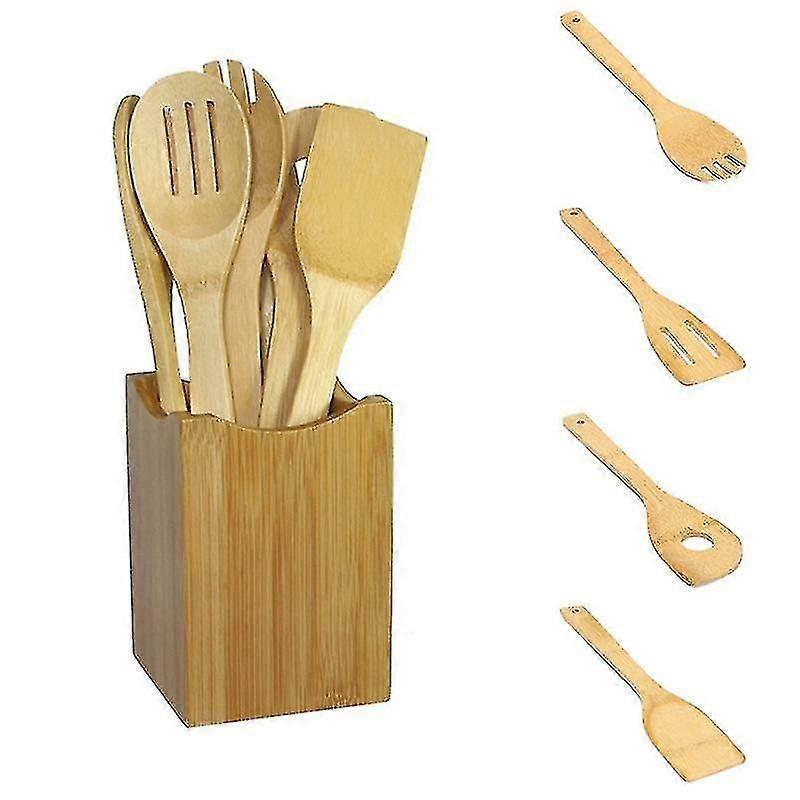 6 Piece Ware Set Bamboo Spoon Spatula Nonstick Ing Tools