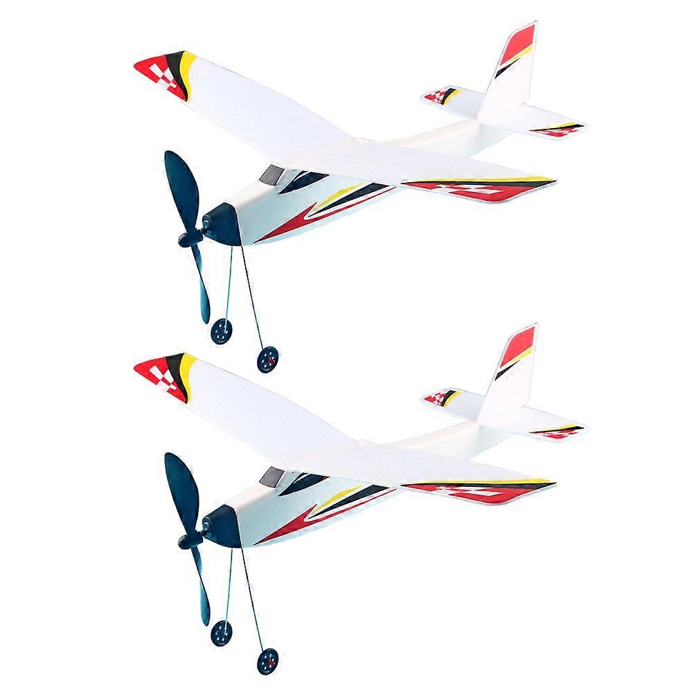 2Pcs Rubber Band Powered Airplane Model Biplane Toys for Kids (Random Pattern)