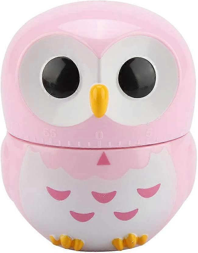 Timer Cute Owl Shape Kitchen Manual Timer Mechanical Home Cooking Counters Clock(Pink)