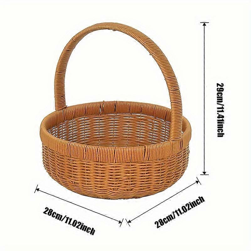 Woven Basket, Imitation Rattan Shopping Basket, Vegetable Basket, Egg Basket, Portable Basket With Handle, Picnic Basket, Fruit Basket