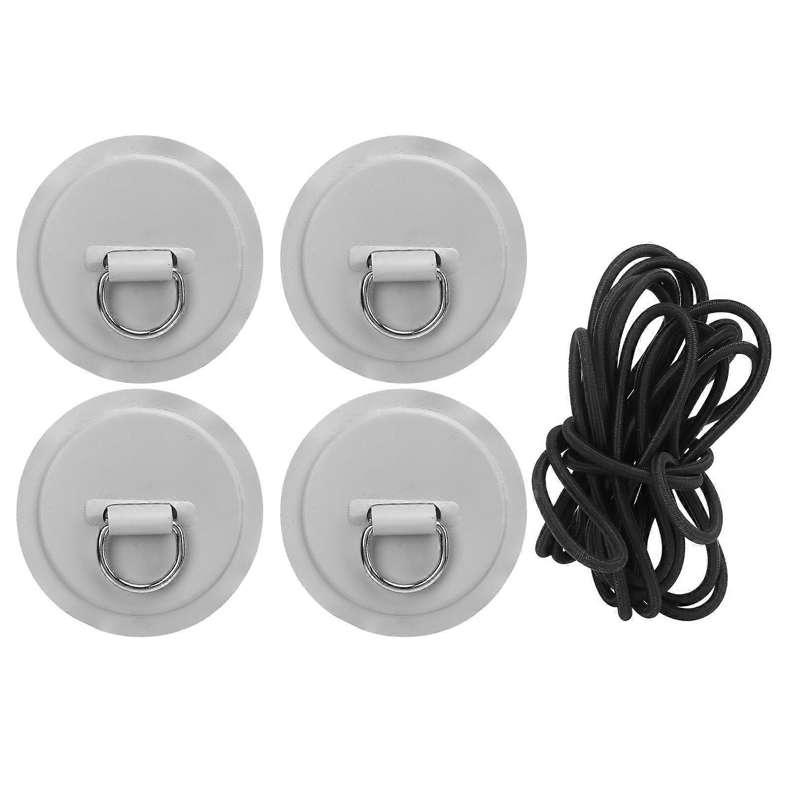 4 PZ In Acciaio Inox PVC D Anello Patch con 11.8 pollici Corda di Ancoraggio Grigio Paddleboard Canoa Rafting Accessori