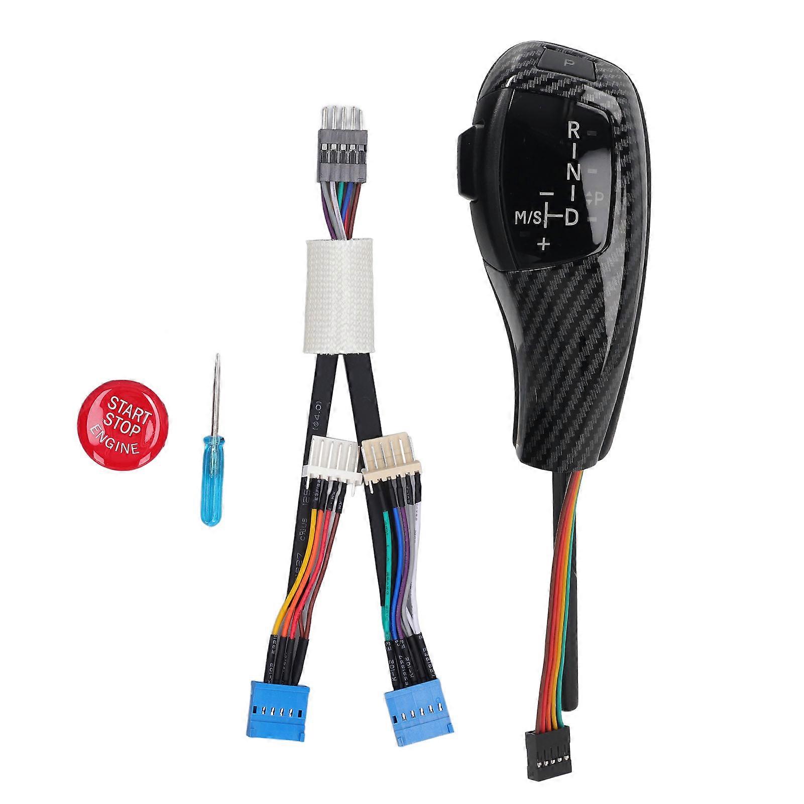LED Automatic Gear Shift Knob Left Drive Side Red Button Smooth Replacement for X3 E83 2004?2010 Carbon Fiber Style