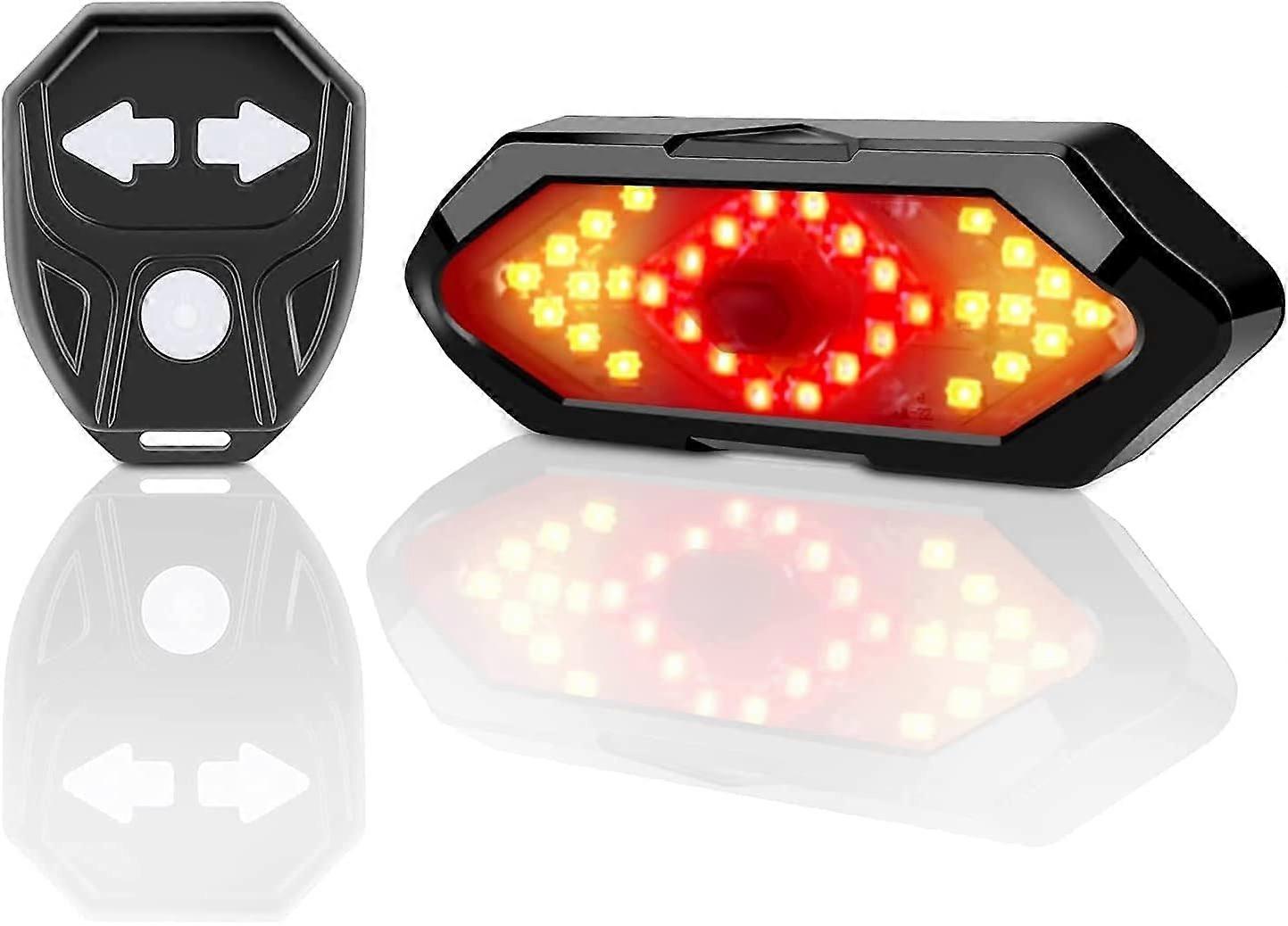 Bike Turn Signal and Tail Light with Sound Effects, Wireless Remote Control, 5 Different Lighting Modes, Rechargeable, Easy to Install, Be Visible and