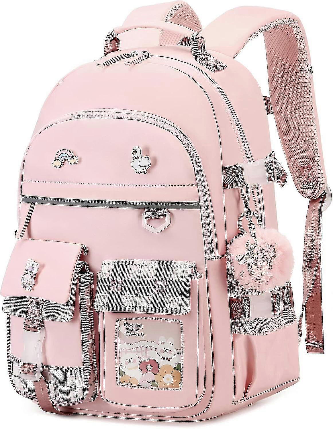 女の子のためのバックパック、15.6インチスクールバッグキッズ幼稚園小学校バックパック十代の女の子のための大きなブックバッグ女子学生カジュアル旅行日