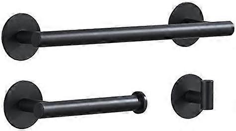 トイレットペーパーのつまみとフックが付いている浴室のためのマットの黒い30Cmのタオルキャリア、穴を開けない粘着性の浴室付属品、3部屋