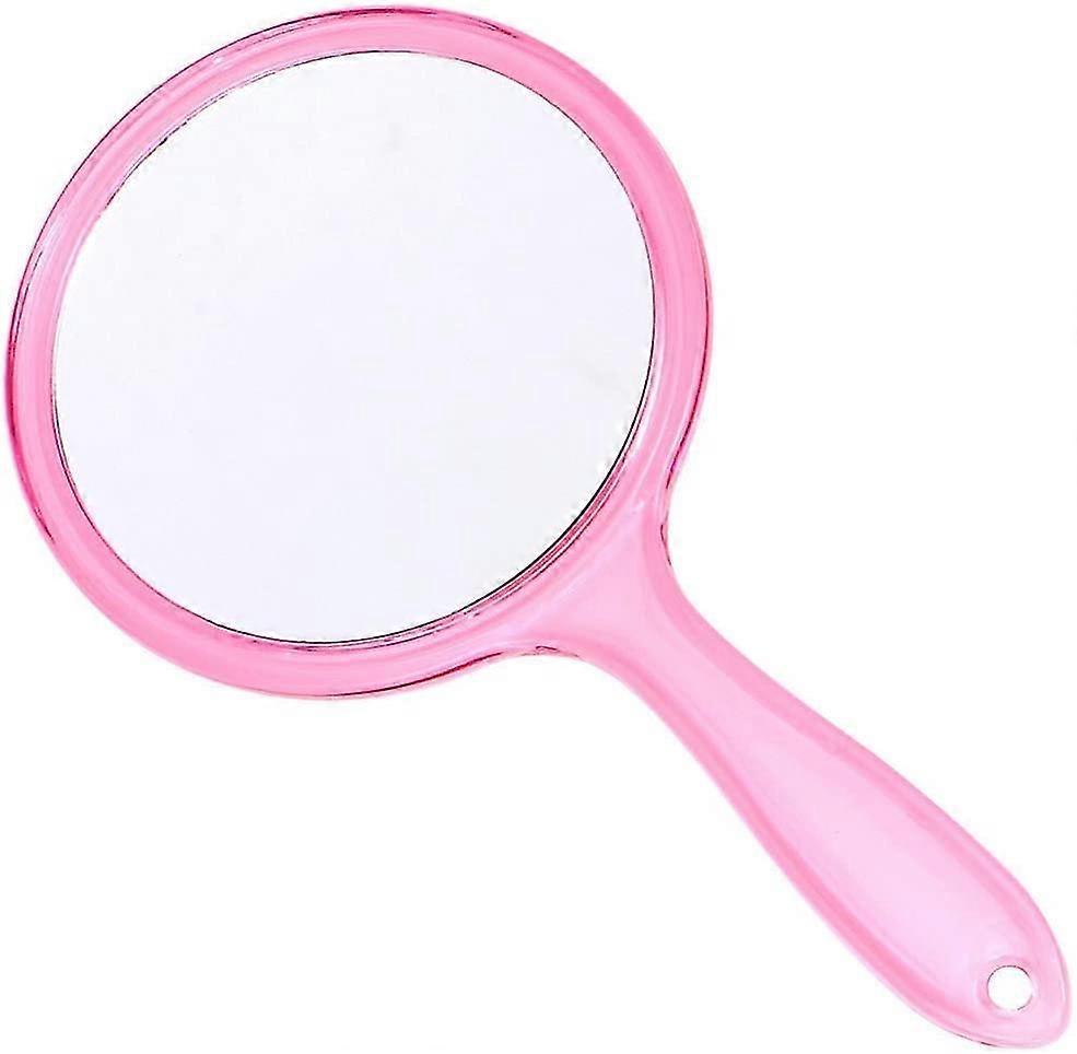 Makeup Hand Mirror, Double-sided 3x 1x Magnifying Round (pink)