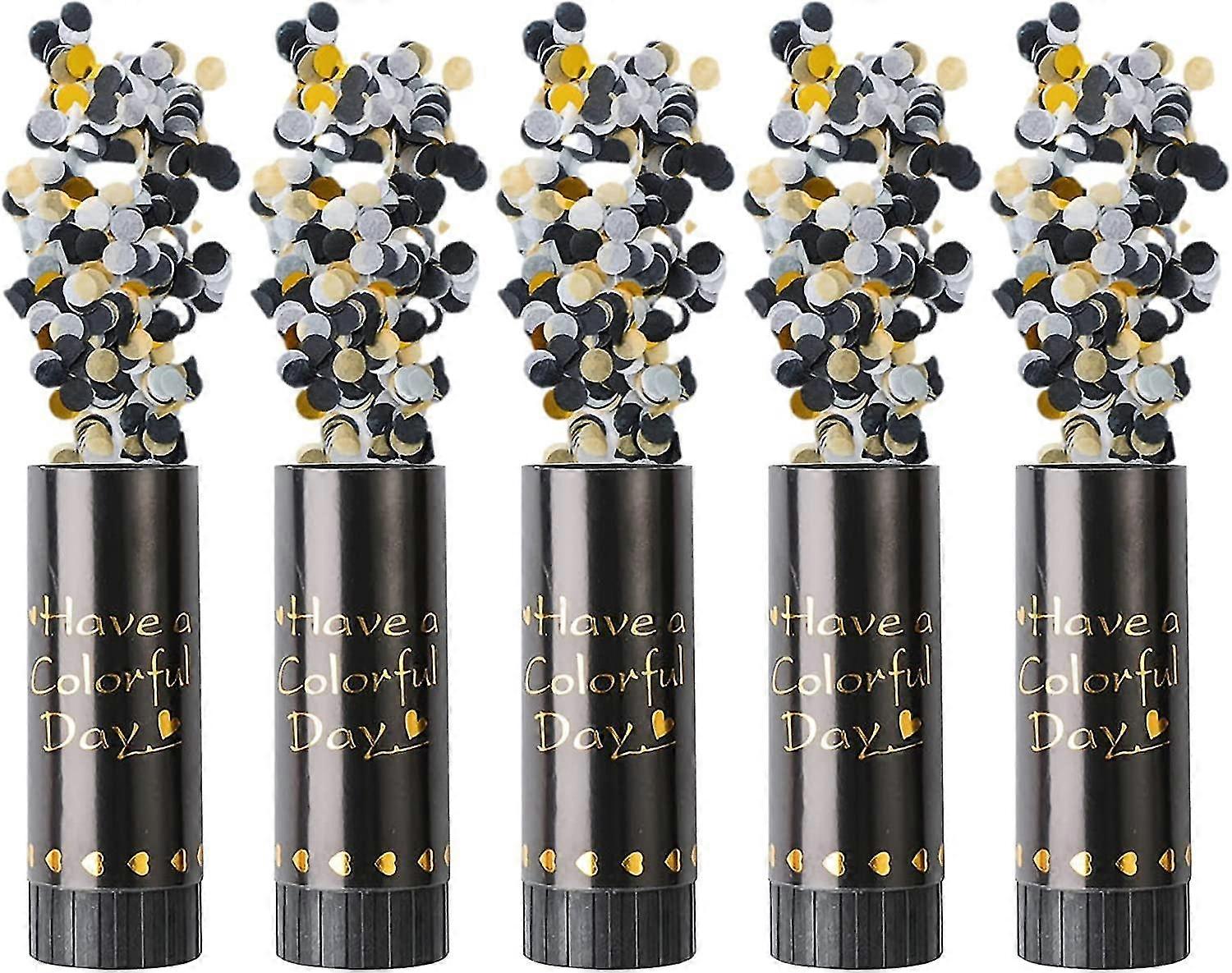 5 قطع مدافع قصاصات الورق ، عيد ميلاد عيد ميلاد حفل زفاف قوس قزح القابل للتحلل لاستحمام الطفل حفلة رأس السنة الجديدة ، أسود Pxcl