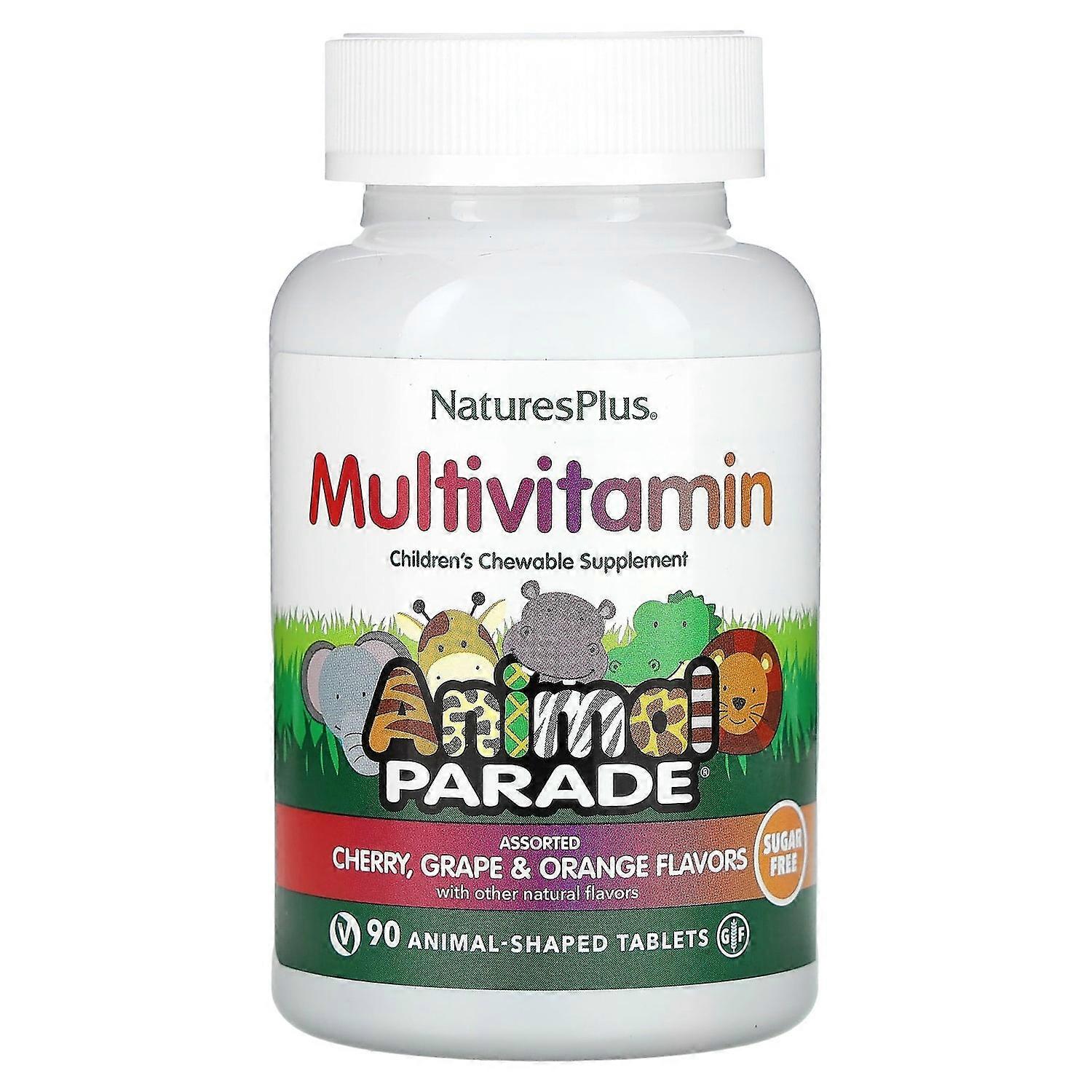 NaturesPlus, Animal Parade, Multivitamin, Children's Chewable Supplement, Cherry, Grape & Orange, 90