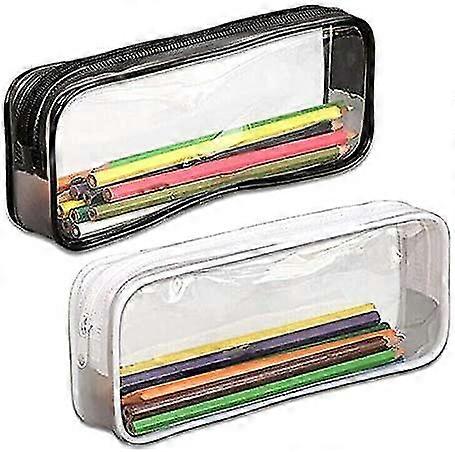 2 Pcs Clear Pencil Case, Large Clear Pencil Case