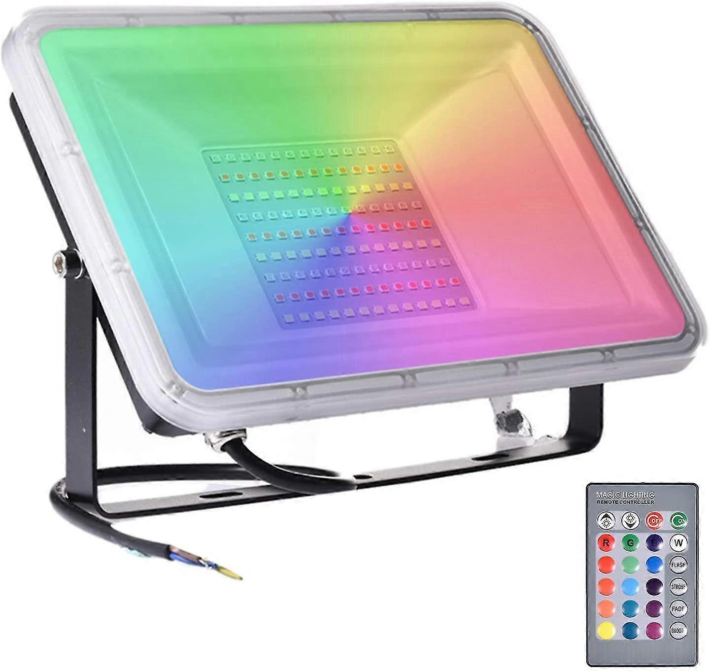 Rgb 100w Floodlight With Remote Control 8000lm,16 Colours & 4 Modes