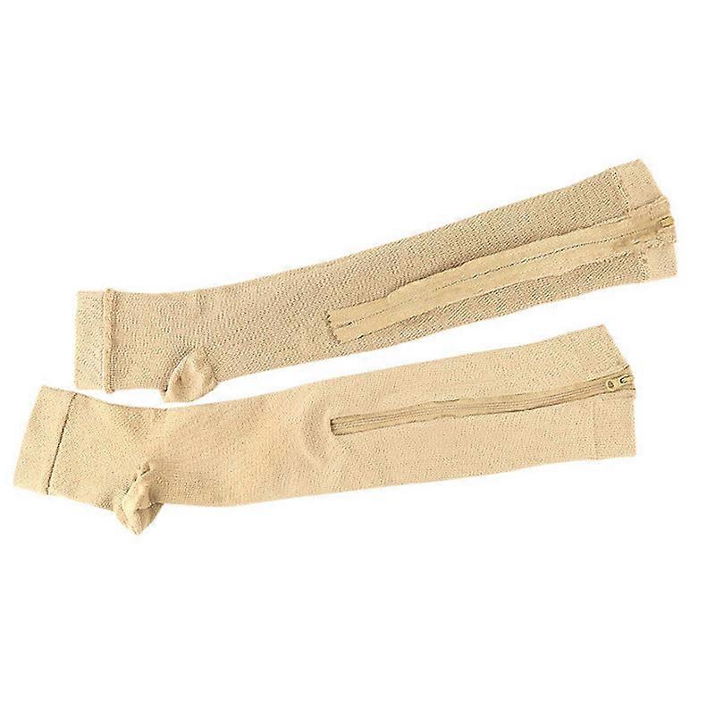 Compression Socks Running Sports Calf Support Zipper Closure Elastic Knee Socks