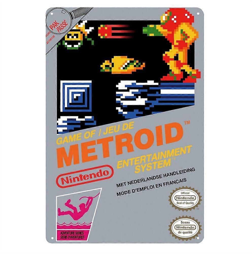 Metroid Nintendo Nes Videopeli Metallijuliste Tinakyltti (8x12 tuumaa) BPA408