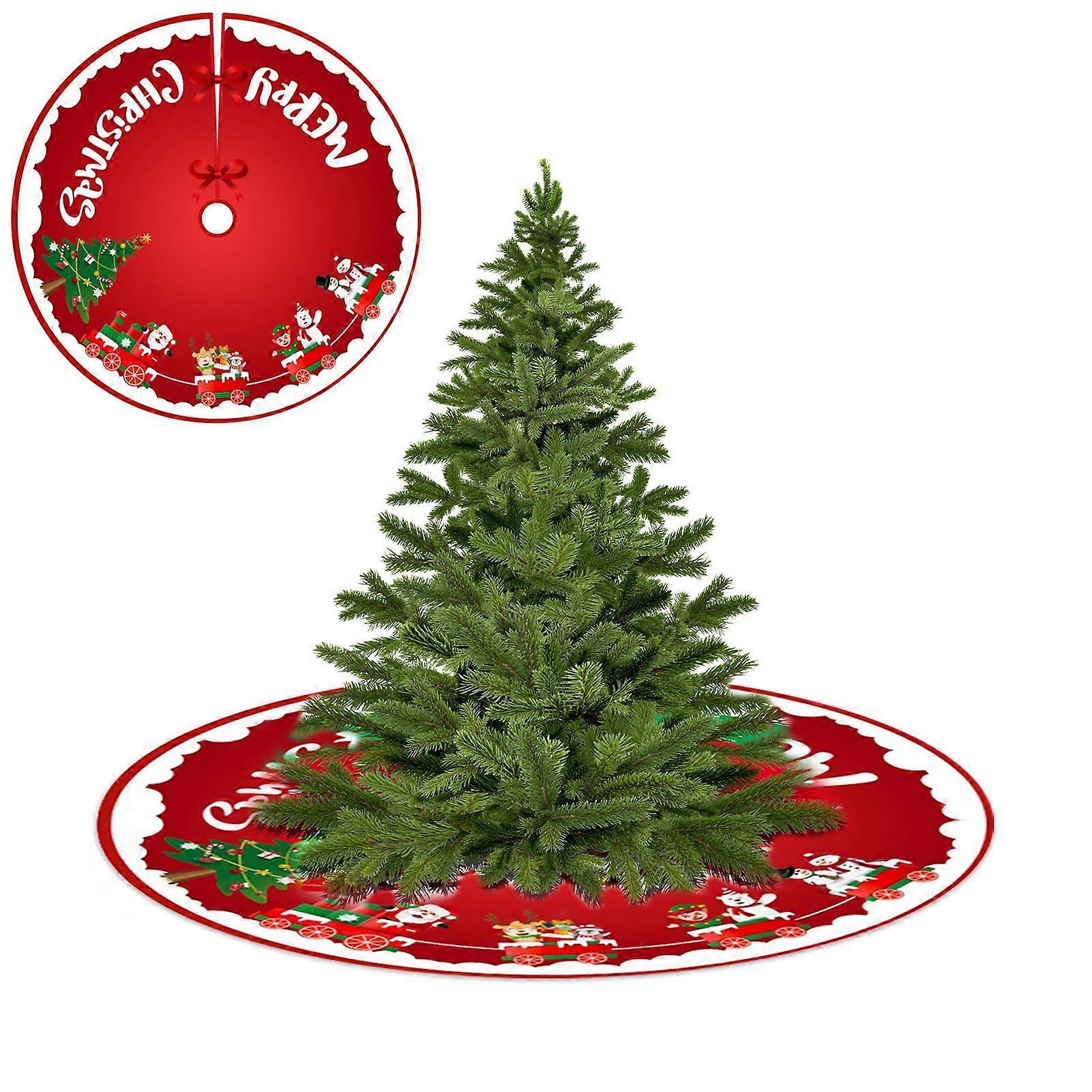 Large Round Tree Ornaments Skirt Christmas Tree Blanket Plaid Skirt for Home Party Christmas Decor