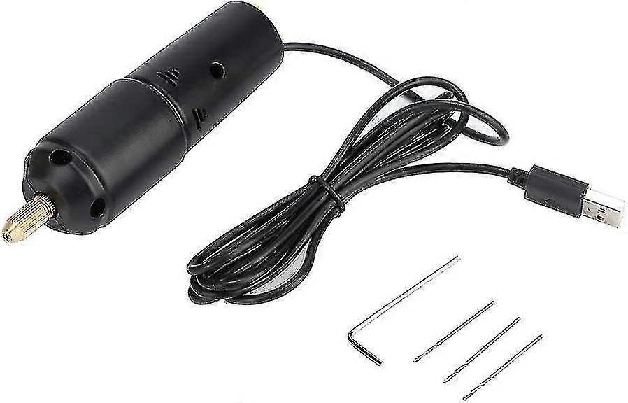Mini Small Electric Drill Portable Handheld Micro Usb Drill With 3pc Bits Metal Hole Punch Machine Hand Tool (black) (1pc)