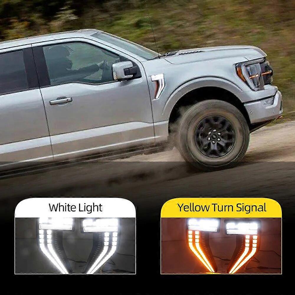 2PCS Auto LED Turn Signal Light For Ford F-150 F150 2021 2022 Side Wing Rearview Mirror Indicator Dynamic Blinker Lamp Day Light
