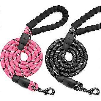 2 Pack Dog Leashes For Large Dogs Rope Leash Heavy Duty Dog Leash With Comfortable Padded Handle And Highly Reflective Threads 5 Ft For Small Medium L