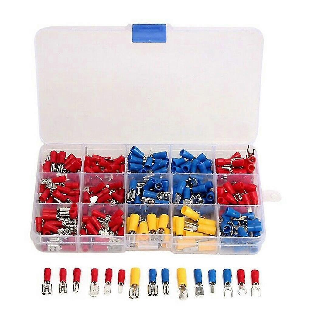 280pcs Matching Insulation Shovel Crimped Terminals Docking Wire Cold Pressing Terminals Are Arranged In A Three-color Box