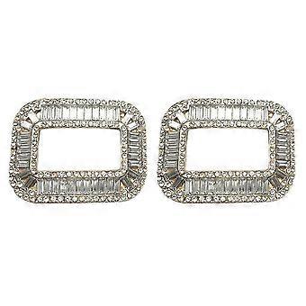 2x Rhinestone Crystal Shoes Buckle Clips For Bridal Wedding Shoes