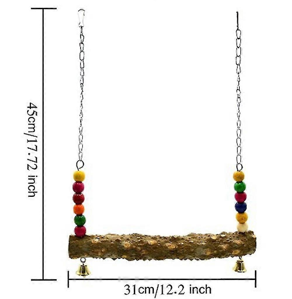 Medium And Large Parrot Swing, Color Bead Chinese Prickly Ash Wood Stand Swing