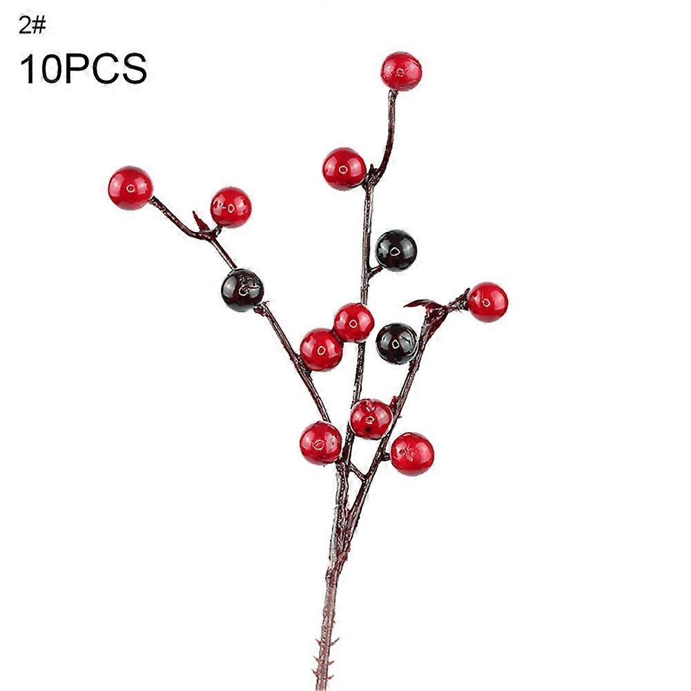 10Pcs Mini Round Artificial Red Berries Xmas Flower New Year Home Ornaments for Christmas KAESI