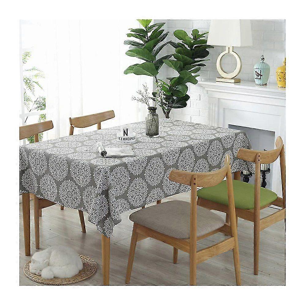 Gray Retro Tablecloth Rectangular Tablecloths Cotton Linen Tablecloth