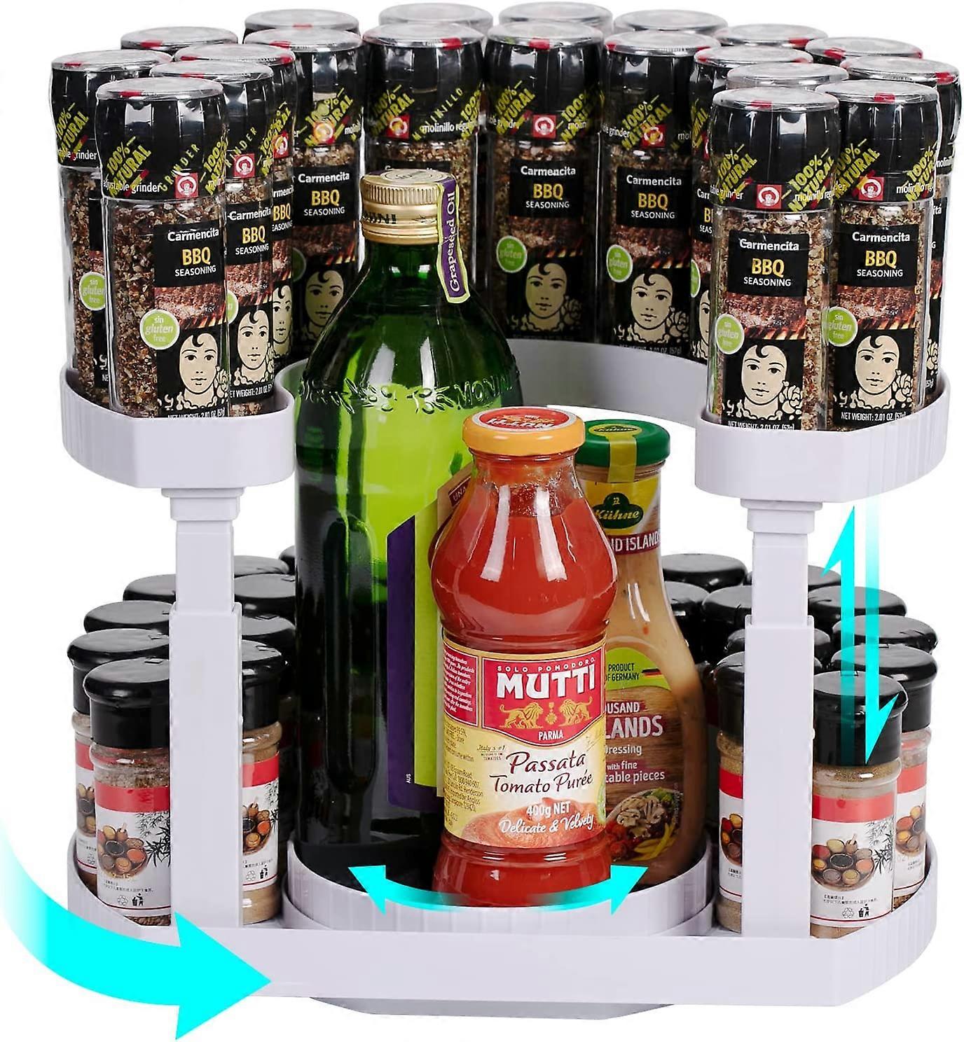 Lazy-Susan Turntable Organizer,2 Tier Rotating Spice Rack