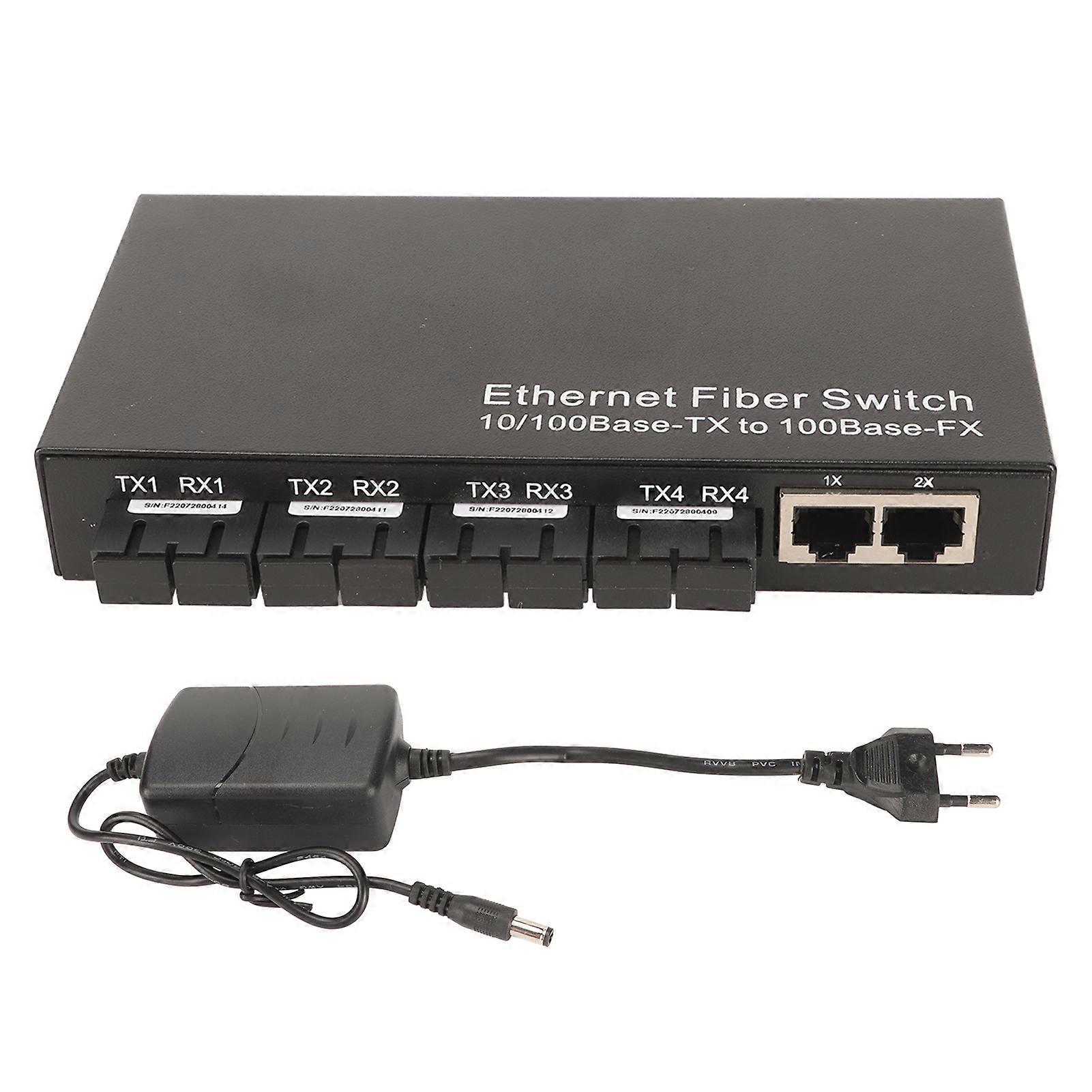 Ethernet to Fiber Optic Media Converter Tx1310nm 10 100Mbps Up To 25km RJ 45 SC Port Ethernet Fiber Switch 100?240V EU Plug YEMMA