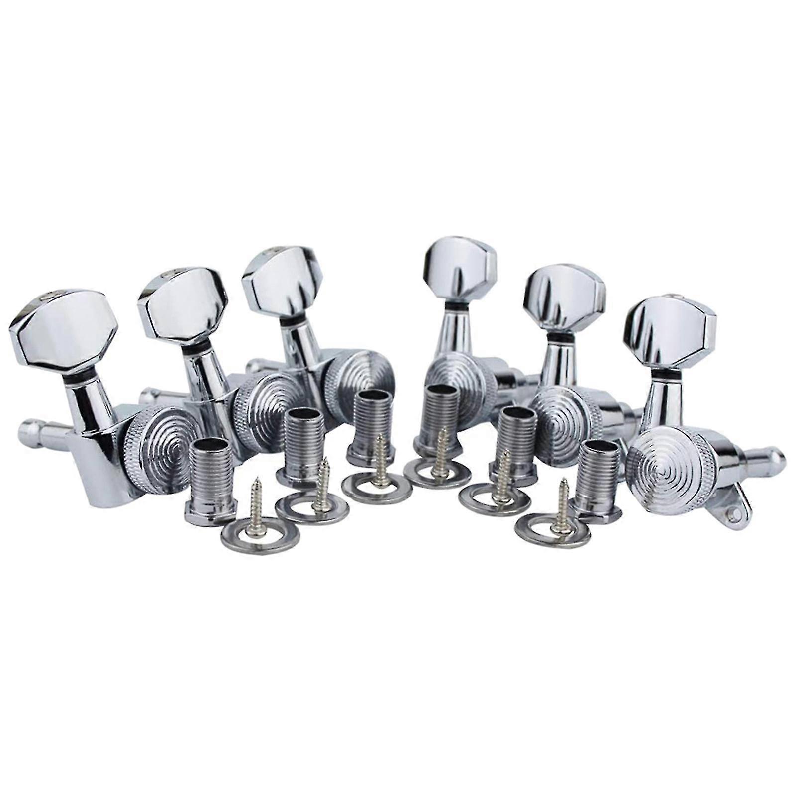 6pcs Guitar Locking Tuners (3l+3r Handed) 1:18 Ratio Lock String Tuning For Key