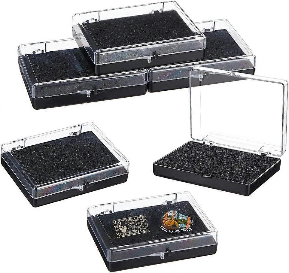 6Pcs Clear Plastic Gift Box For Pin 3.2x4x1 inch Black Presentation Boxes for Badge Clear Lapel Pin Presentation Display Case for Lapel Pin Gemstone S