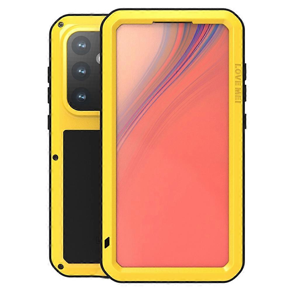 LOVE MEI For Samsung Galaxy S24 FE Case Tempered Glass Screen Protector Metal+Silicone Phone Cover -