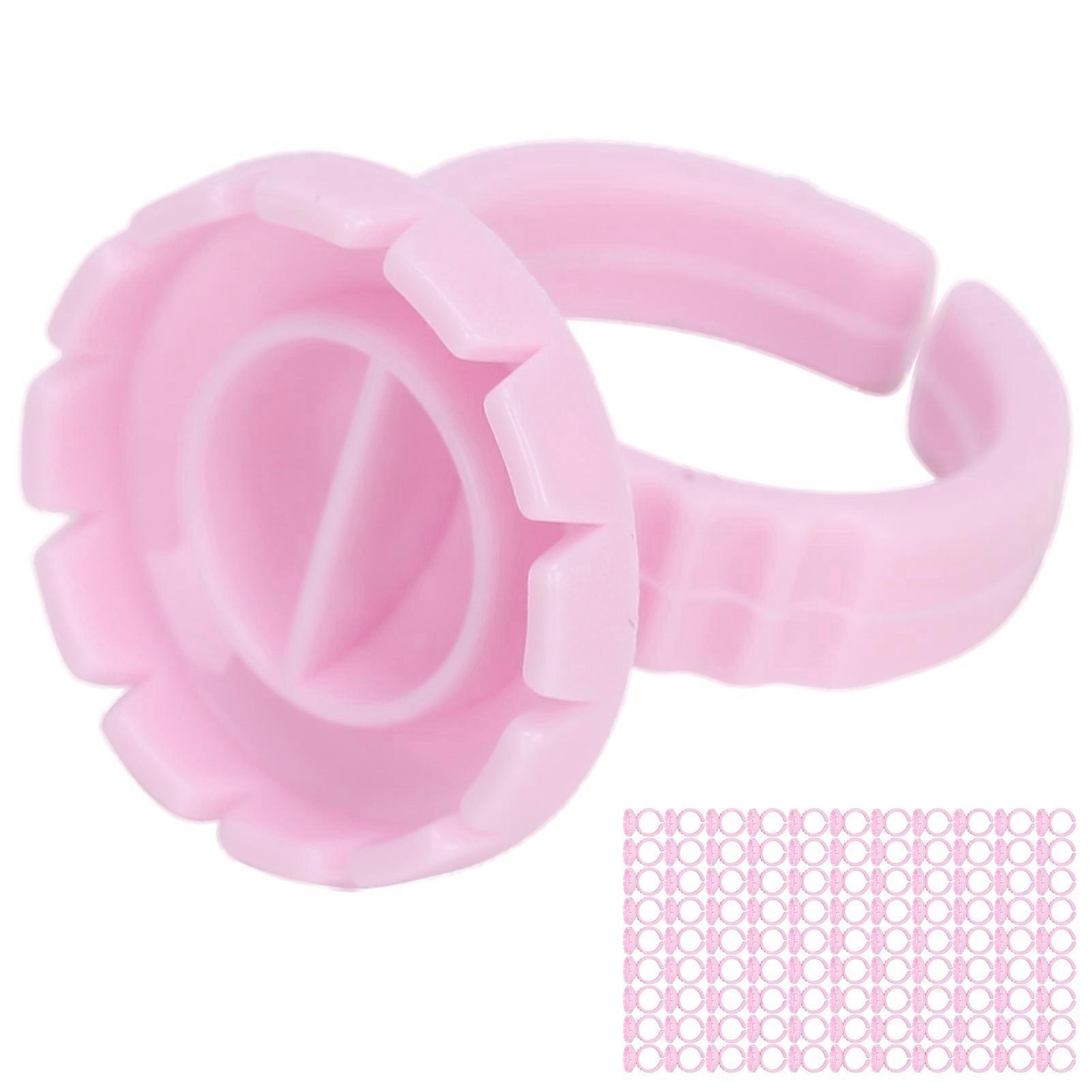 100pcs Disposable Eyelash Glue Ring Cup Eyelash Extension Glue Holder AccessoryPink