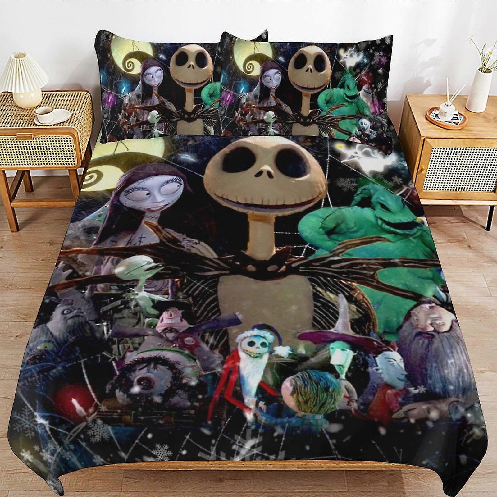 Beddengoed set WM16 Nightmare Before Christmas Beddengoed Set Dekbedovertrek Comfortabel en lichtgewicht Cartoon beddengoed 3-delig SW16