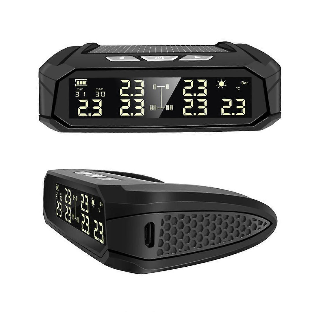 Solar TPMS Car Tire Pressure Alarm Monitor System Tyre Temp Digital Display Auto Security Alarm Systems with 6 sensors 8 BAR