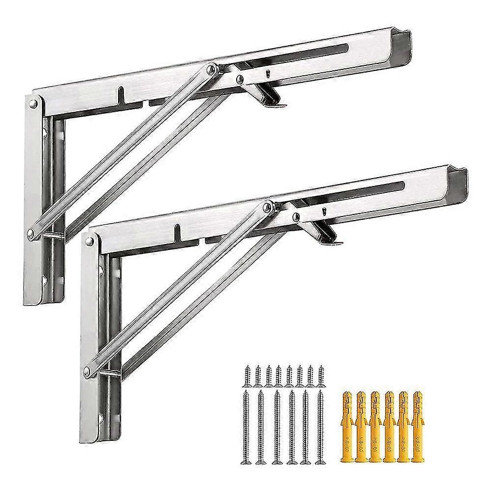2 Pieces Folding Bracket Heavy Duty Stainless Steel Folding Brackets Folding Hinge 90 Degree Space Saving Folding Angle Shelf Support For Home Kitchen