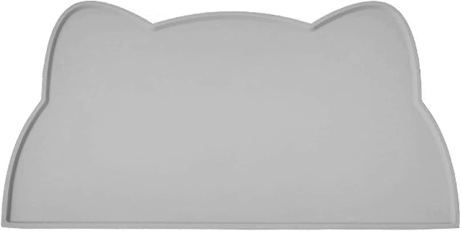 Cat and Dog Bowl Mat, Silicone Non-Slip Bowl Mat Waterproof Pet Food Mat (Dark Gray)