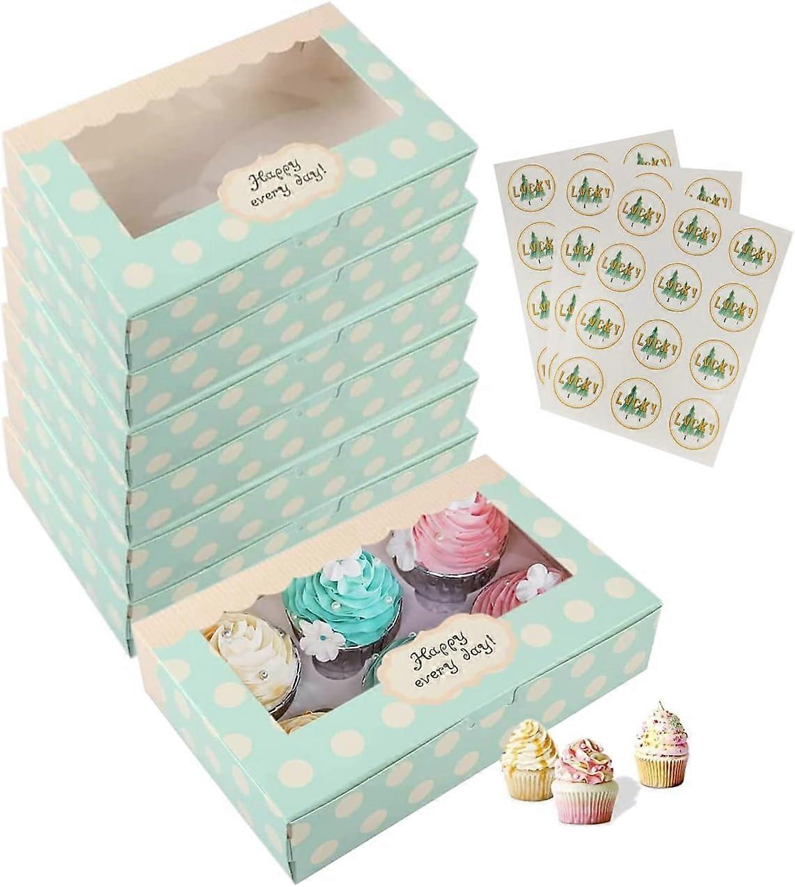 Lvcky Lot 12 Boîtes à Gâteaux Carton Avec Fenêtre – 21,5x13,5x5 Cm, Transparent, Idéal Biscuits, Macarons, Muffins, Noël, Mariage, Anniversaire