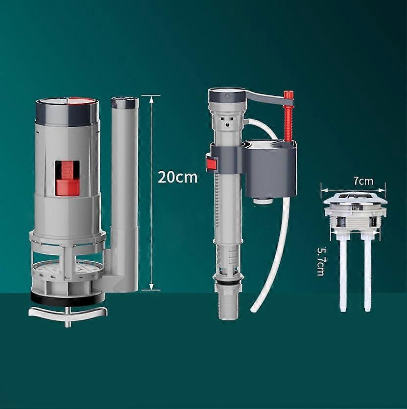 Grå - 20cm - 3-delt sæt - Toiletskyllemekanisme til skylning