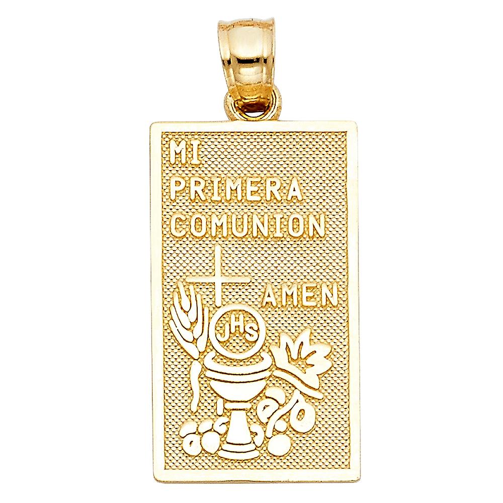 14Kイエローゴールド聖体拝領ペンダントネックレス-女性用ペンダント - 2.7グラム