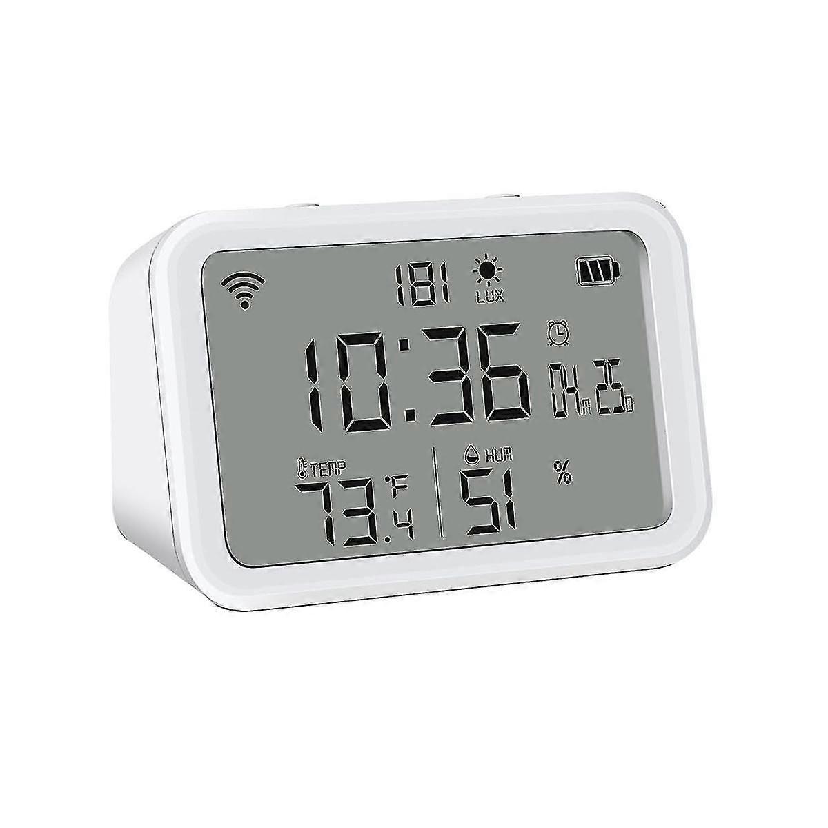 Wifi Thermometer Hygrometer With Luminous Intensity Detection Wifi Temperature Humidity Monitor With Alarm Clock