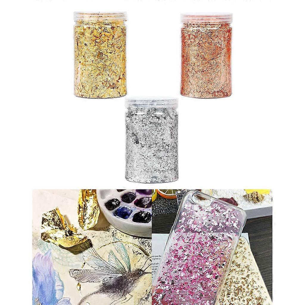 3Pack 3Color Leaf Flake DIY Crafts Arts Nails Gilding Slime Baking Decor