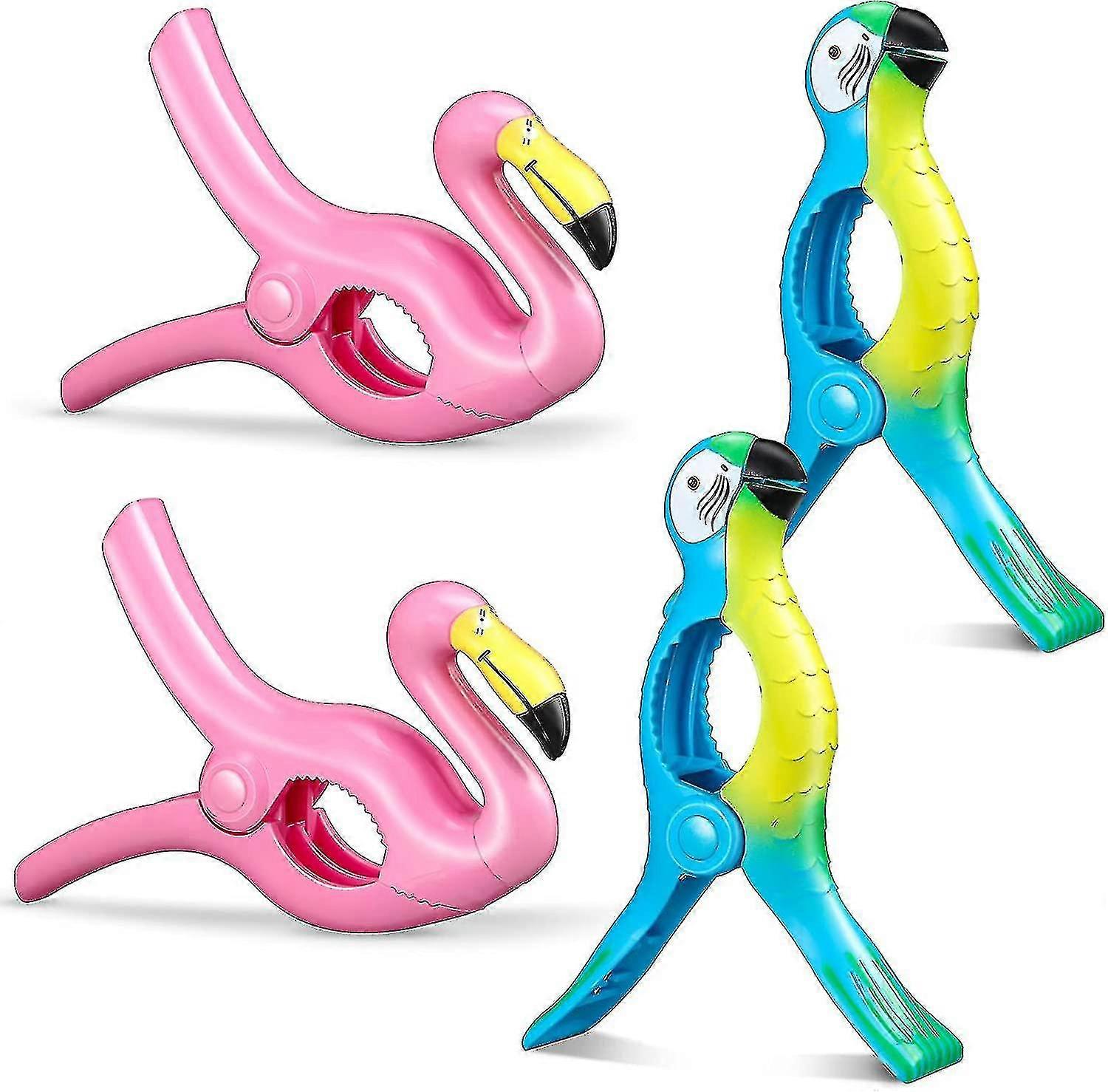 4 قطع فلامنغو منشفة الشاطئ المشبك كرسي الشاطئ الببغاء حمام منشفة الملابس كليب الأظافر منشفة الشاطئ المشبك مشرق الملك الحجم مناسبة للفناء وعطلة بو